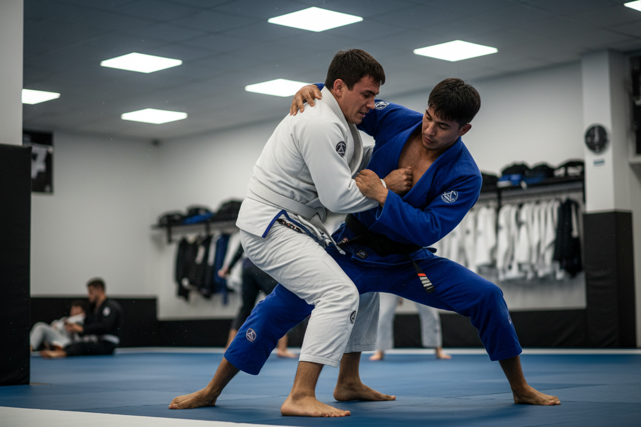 2 hombres practicando jiujitsu