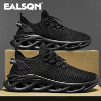 Men Sports Running Black Jogging Shoes Casual Sneakers Brown Outdoor Breathable Mesh Women Light Shock-Absorption Black Tennis